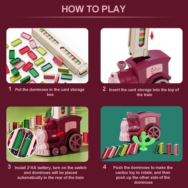 Domino Toddler-initiert toglekesett 100 stk dominobrikker, elektrisk