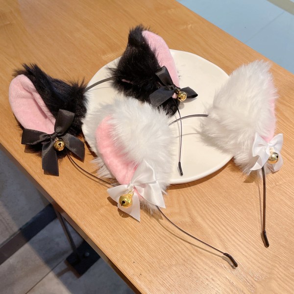 Black Cat's ears (dampet katteøreformet brød) hårbånd 2-delt