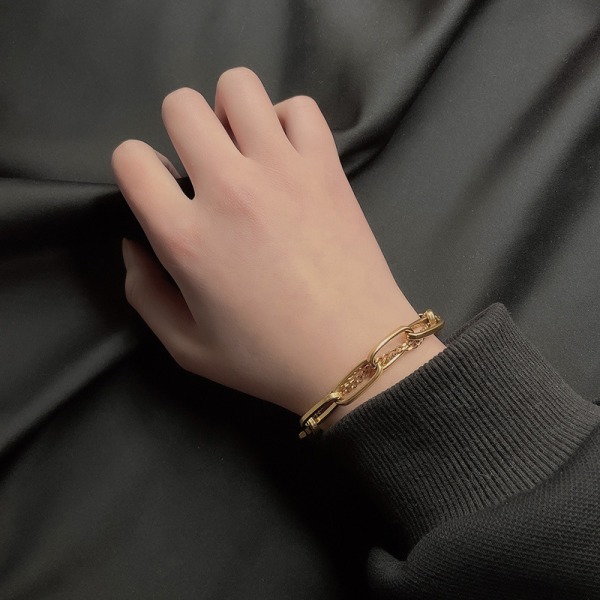 Guldkedja armbandsuppsättningar för kvinnor flickor Guldpläterade Dainty Link
