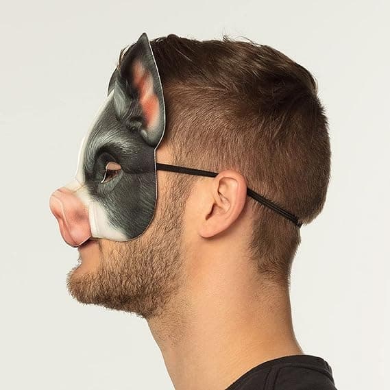 Halvmask, realistiskt tryck, elastisk, karneval, Halloween, karneval