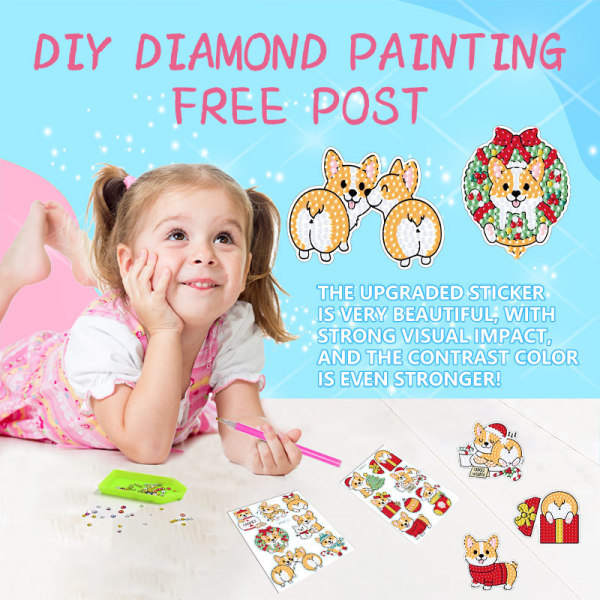 [14 delar] Diamond painting för barn (julvalp) 5D Diamon