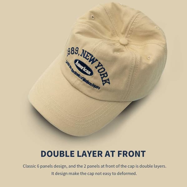 Beige ren bomullsjusterbar herrehette, baseballcaps for kvinner M
