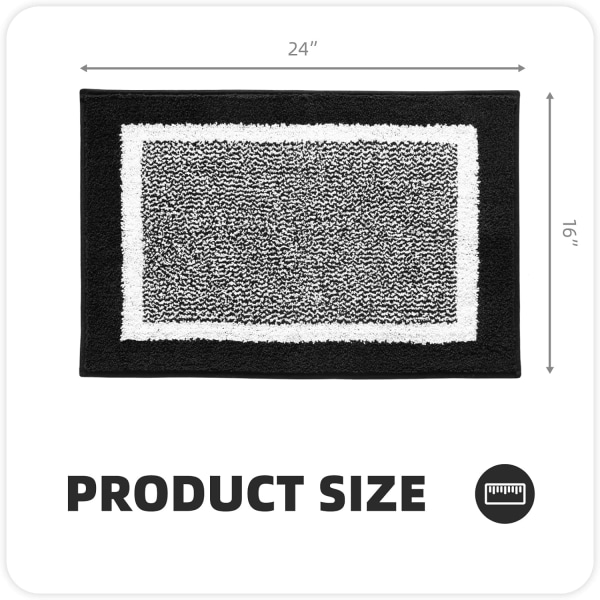 40 x 60 cm, svart halkfri badmatta, mjuk badrumsmatta i mikrofiber