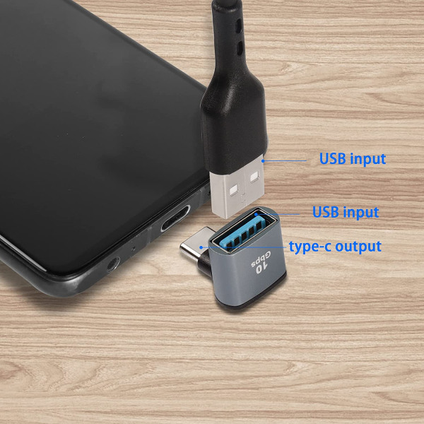 90 graders vinkel USB C till USB 3.1-adapter OTG 10 Gbps Typ C hane