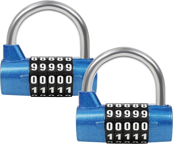Blå 5-siffrig kodlås (2-pack) - 6,5 x 2,5 cm - Inomhus/utomhus