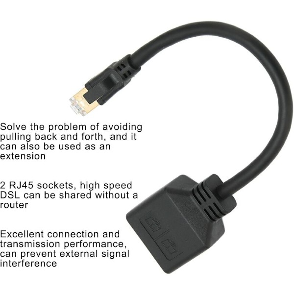 RJ45 Ethernet-splitterkabel, RJ45 han til 2 hun splitteradapter