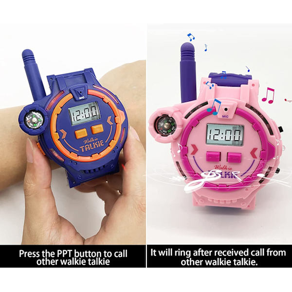 Genopladelig Walkie Talkie Ur til Børn, To-vejs Radio Walky Talky Ure med Lommelygte Børn Udendørs Spil Intercom Legetøjsspil og Gaver til Drenge og Piger