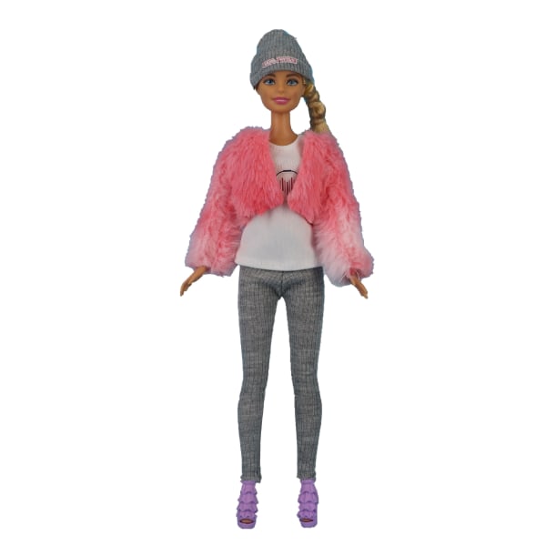 8 stykker 30cm Barbie dukketøj Mode pelstrøje coa A