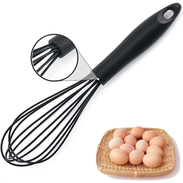 1 stk (Svart) Silikon Visp, Konditorvisp Kjøkkenredskap Ballong Eggvisp, Manuell Eggpisker for Blanding Visping Piskning