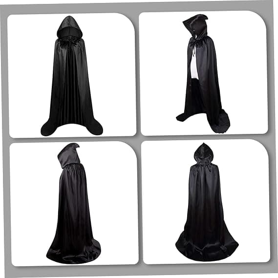 Halloween kostume, sort kappe med hætte, Darth Vader kappe (170 cm (eksklusive kappelængde)) black