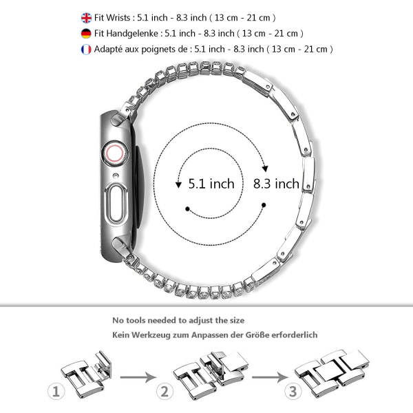 Hopea timanttiranneke yhteensopiva Apple Watch 38mm 40mm 41mm naisille