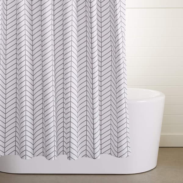 180*180cm Tummanharmaa Herringbone-Suihkuverho, Vedenpitävä Milde