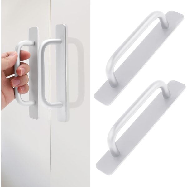 (Pack of 2, 147 x 25 mm) Self-adhesive furniture handles, silver