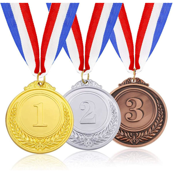 3 Pieces Bronze Silver Gold Medals High Quality Alloy Medals Kids Olympic Style Winner Medals for Sports Competitions, D