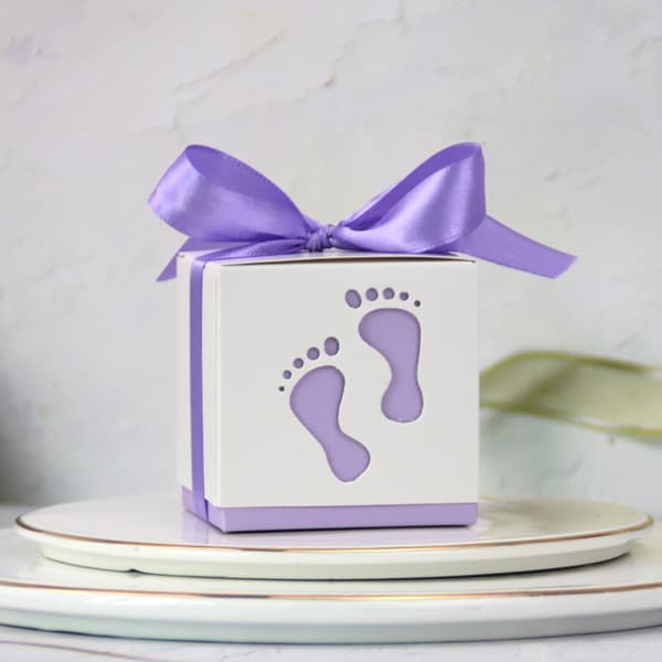 Paper Candy Boxes,Purple 50 Pieces Gift Box, Candy Box, Ribbon C