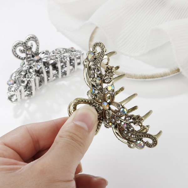 Vintage-hiusleuka (Vintage Silver), strassikoristeinen leuka