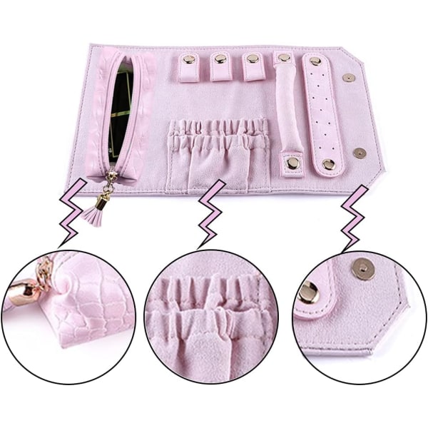 (Romantisk Pink) 1 stk. Smykkerulle Organizer, Rejse Smykker Organ