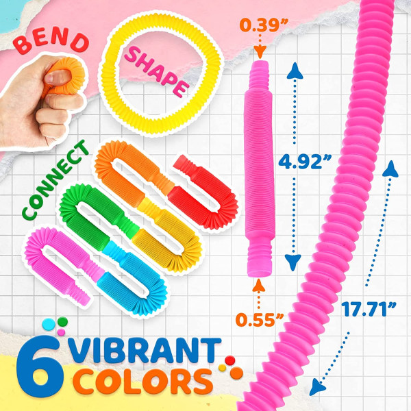 Pop Tubes Mini 12-pack Plast Stretch Pop Fun Leksaker Sensoriska S