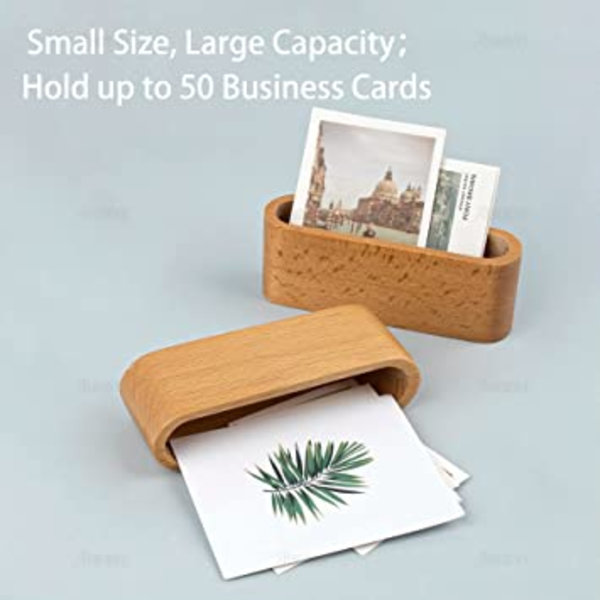 2 Pak Businesskort Holder Træ Kort Display Case Skrivebord Busin