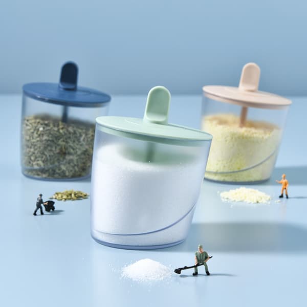 Blå, grön, rosa - 3-pack behållare för kryddor, lufttäta plastbehållare