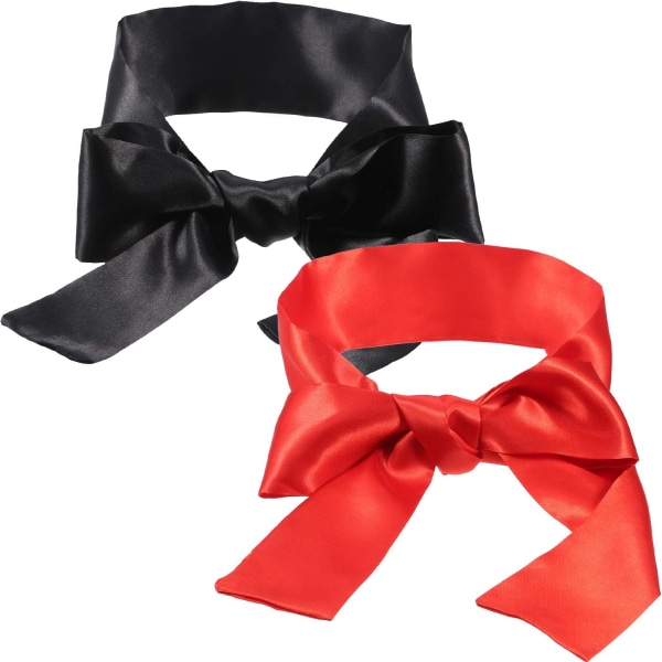 Set of 2 (black and red) satin sleep eye masks, 160 cm