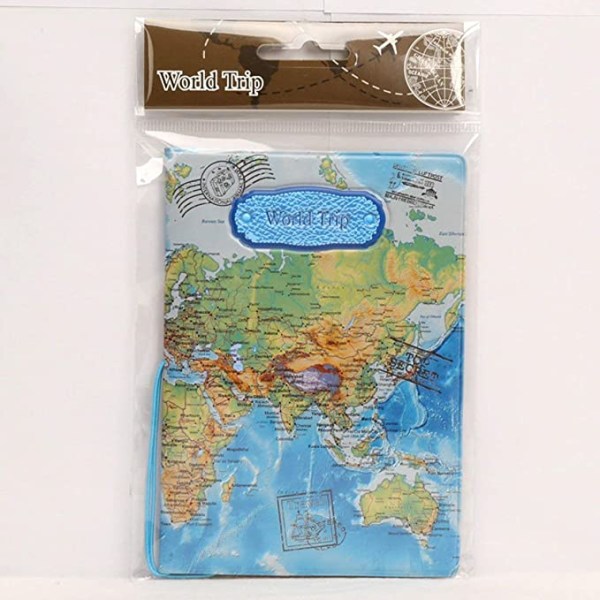 Världskarta 3D-passhållare (blå), moderiktigt case,