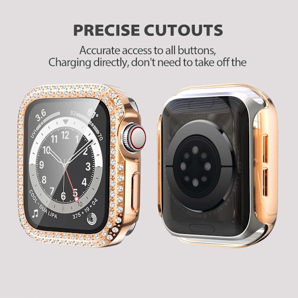 2 kpl Yhteensopiva Apple Watch -näytönsuojan kanssa 40 mm Clear/RoseGold