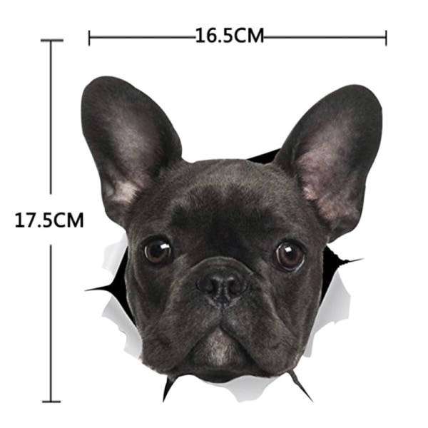 3D koiran seinätarrat - 1 pakkaus - Hauskat koristetarrat - musta
