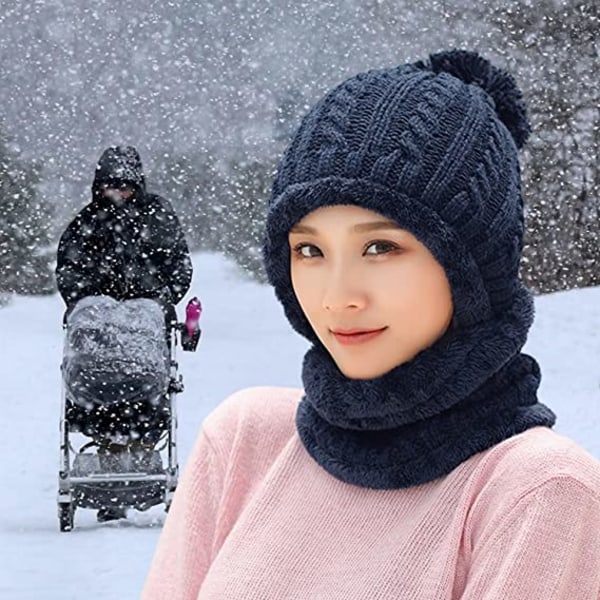 Vinter multifunktionell hattscarf för kvinnor i ett stycke öronskydd