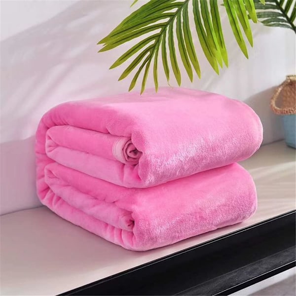 (150x200cm,Pink) Fleece Blanket Warm Blanket, Microfiber Bedspread for 2 People, Large Sofa Throw, Soft and Warm Flannel