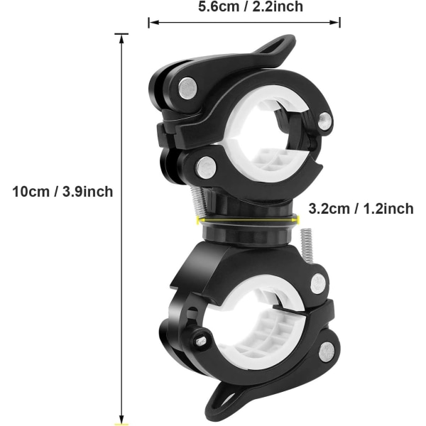 2 st cykellampa hållare klämma svart och vit cykel ficklampa H