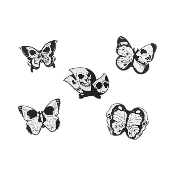 5 st Punk Skull Butterfly Moth Enamel Pins Skull Moth brosch