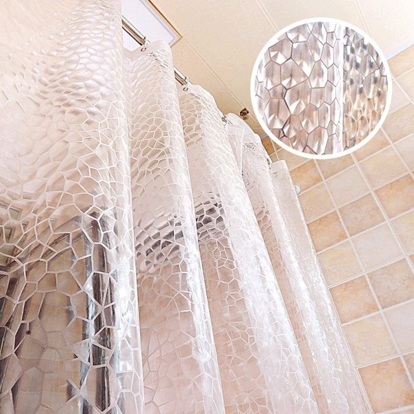Badeværelses bruseforhæng, 3D gennemsigtig vandterning, vandvask