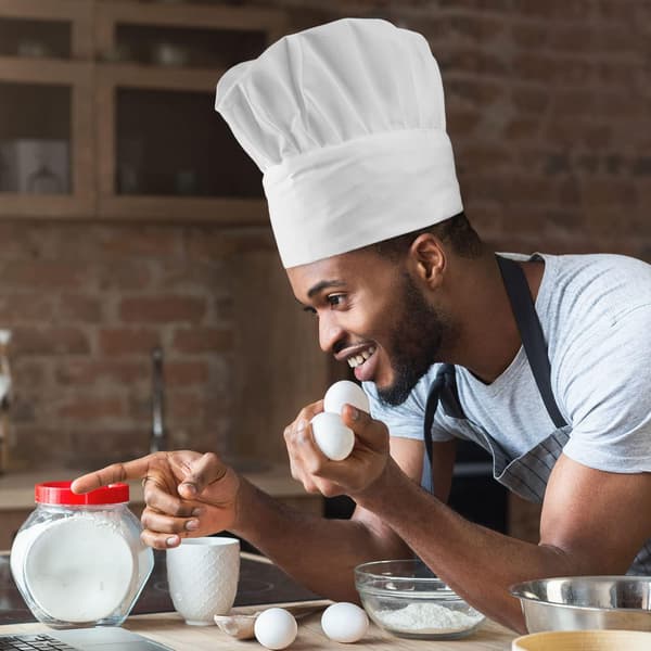 3 stk, poly bomull voksen kokkehatt, justerbar elastisk baker Ki