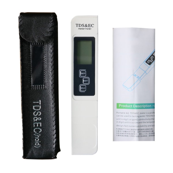 Vattenkvalitetstestmätare TDS EC Temperatur 3 i 1 Set Digital Tester med LCD-display Test för simbassäng, akvarium (vit)
