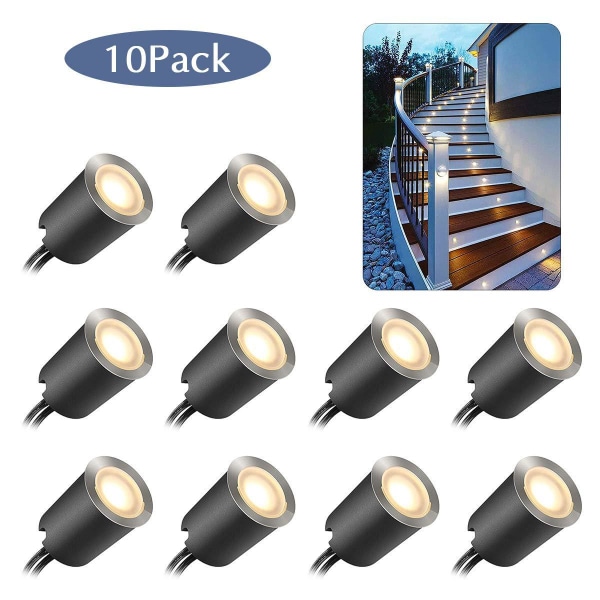 10 stk LED dæklamper, vandtætte havelys, dekorativ trappe