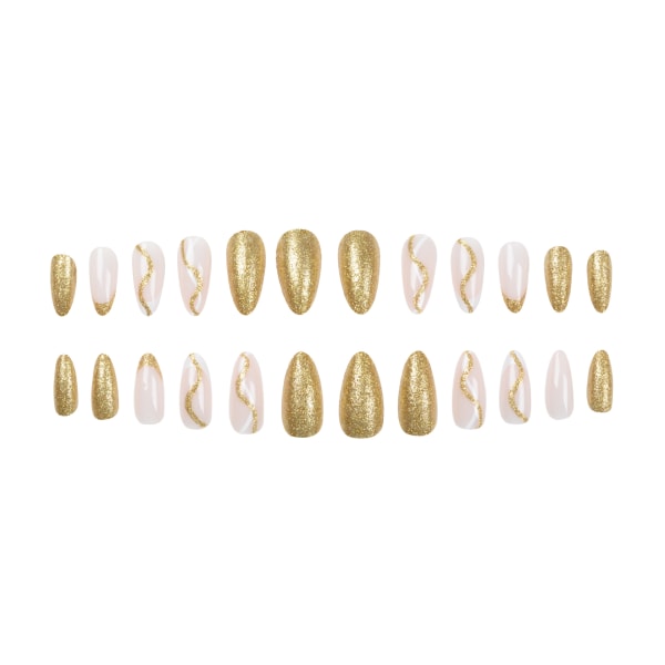 Guld glitter linje søm patches til at bære negle (24 styk), sh