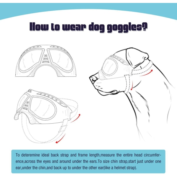 Hundebriller Øyebeskyttelse Justerbare stropper Lett å sette på Anti-