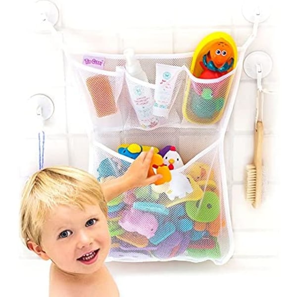 Badelegetøjsopbevaring til babybadelegetøj, hængende badelegetøjsholder wit