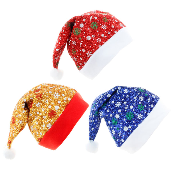 3 stycken coloré neige chapeau de Noël tissu brossé velours b