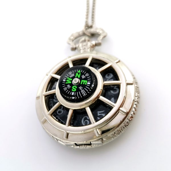 Compass Quartz Lommeur Hollowed Vinatge Mænd Kvinder Pocket Wat