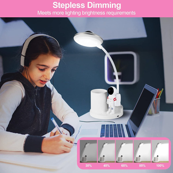 5W LED bordlampe for barn, trådløs dimbar oppladbar bordlampe