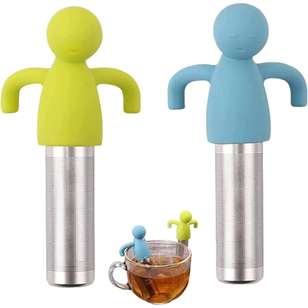 (blå, grøn) 2-pak te-infuser, hængende te-si, stål Te
