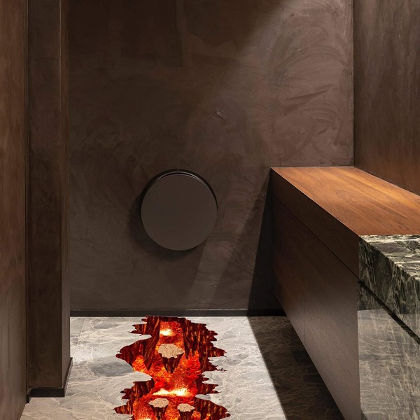 3D Lava Gulv Sticker Aftagelig Vinyl Flamme og Lava Tapet M