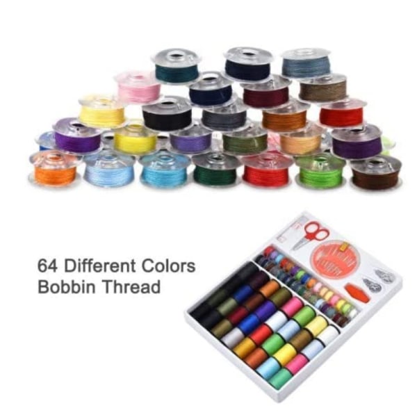 Färgade symaskinstrådar (64 rullar) Paket med 64 färgade sy