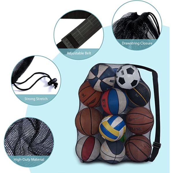 Stor nettingballveske for sammenleggbar, nylonnettingsveske, slitesterk og Reus