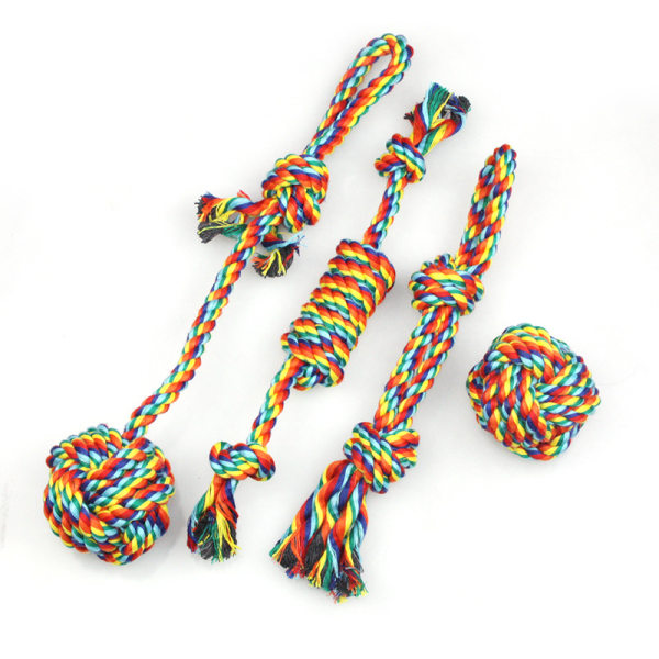 4 stk Rainbow Color hundeleke, hundetau leketøy, tyggeleke, interaktiv