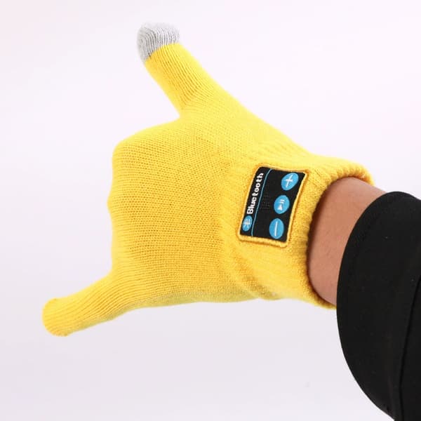 Varme barnehansker, Bluetooth-hansker, Musikkhansker (gul)