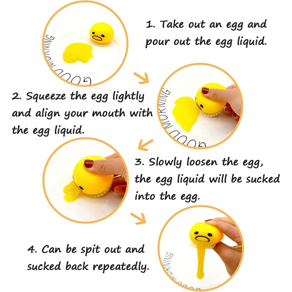 5 stk rund eggeplomme som kaster opp og suger lat eggeplomme, oppkast E