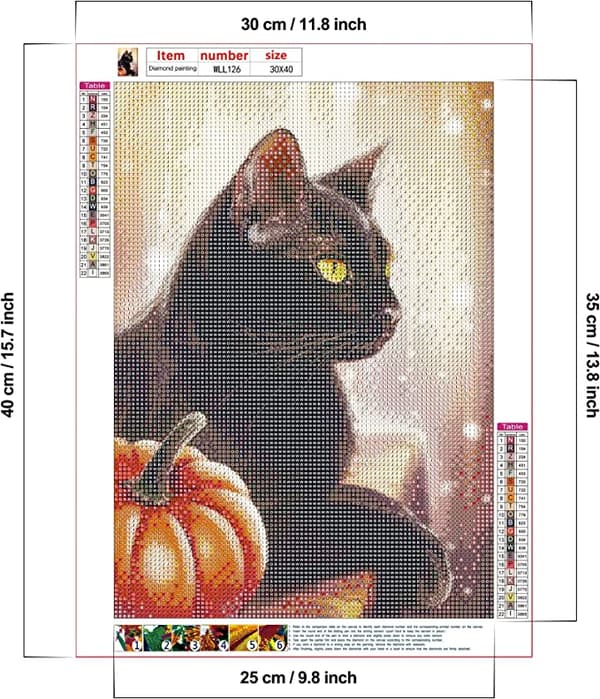 Sort Kat 5D Diamantmaleri Kit 30x40cm (Arrangeret efter nummer) 5